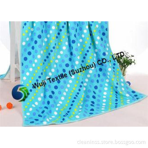 Blue polka dot beach towels , personalized beach towels for